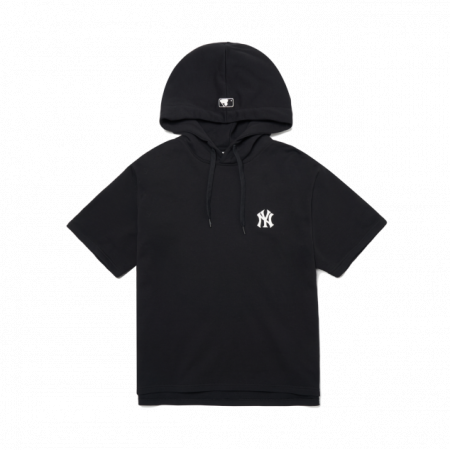 Áo MLB Mega logo logo overfit short sleeve hoodie New York Yankees 3AHDB0423-50BKS