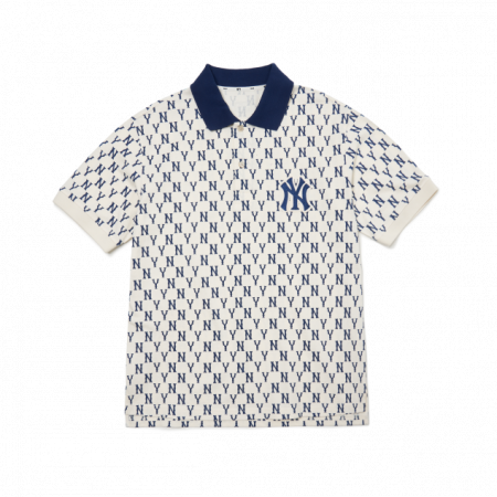 Áo polo MLB Men's Basic Monogram All-Over Collar T-Shirt New York Yankees 3LPQM1023-50CRS