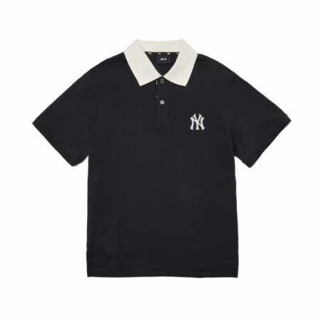 Áo polo MLB Men's Partial Monogram Collar T-shirt New York Yankees 3LPQM2023-50BKS