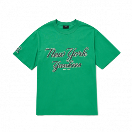 Áo phông MLB Cursive Overfit Short Sleeve T-shirt New York Yankees 3ATSR0224-50GNS