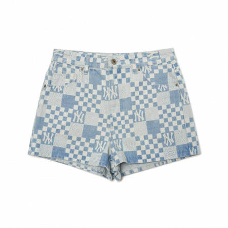 Quần MLB Women's Checkerboard Print Denim Short Pants New York Yankees 3FDPM0323-50BLL