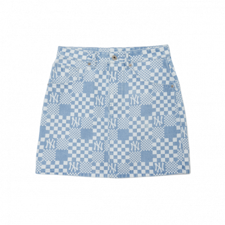 Váy MLB Women's Checkerboard Print Denim Skirt New York Yankees 3FDSM0223-50BLL