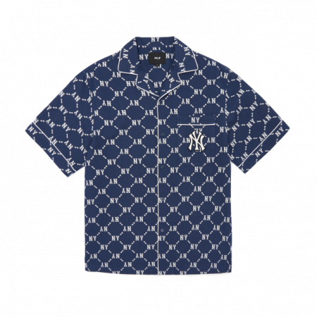 Áo MLB Diamond Monogram Cotton-Jacquard Short Sleeve Shirt New York Yankees 3AWSM0223-50NYL