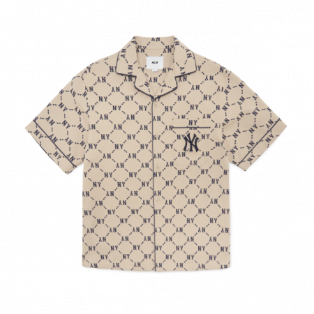 Áo MLB Diamond Monogram Cotton-Jacquard Short Sleeve Shirt New York Yankees 3AWSM0223-50BGS