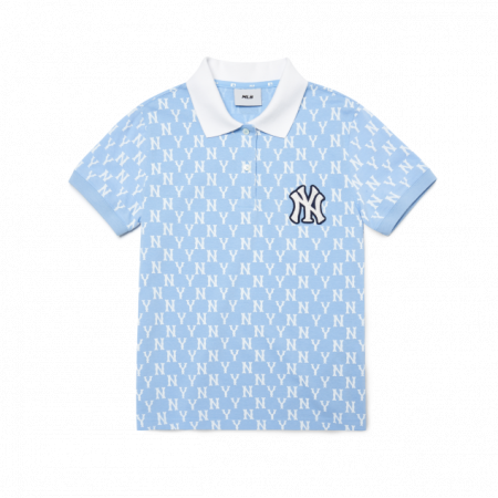 Áo polo MLB Women's Basic Monogram Allover Collar T-Shirt New York Yankees 3FPQM5023-50BLL