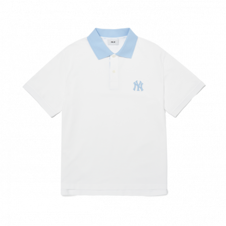 Áo phông MLB Men's Partial Monogram Collar T-shirt New York Yankees 3LPQM2023-50WHS