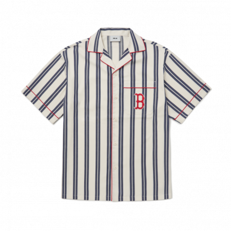 Áo sơ mi MLB Ethnic Stripe Short Sleeve Shirt Boston Red Sox 3AWS60123-43NYL