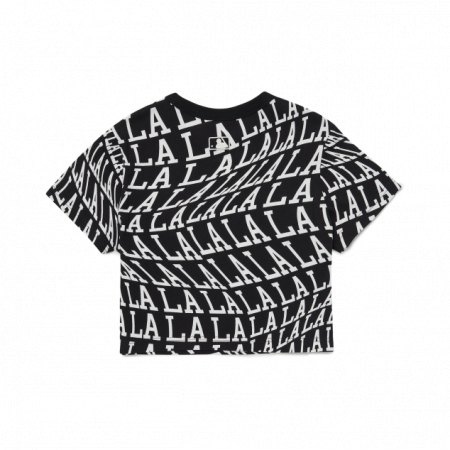 Áo MLB Women's Illusion Allover Crop Short Sleeve T-shirt LA Dodgers 3FTS61023-07BKS