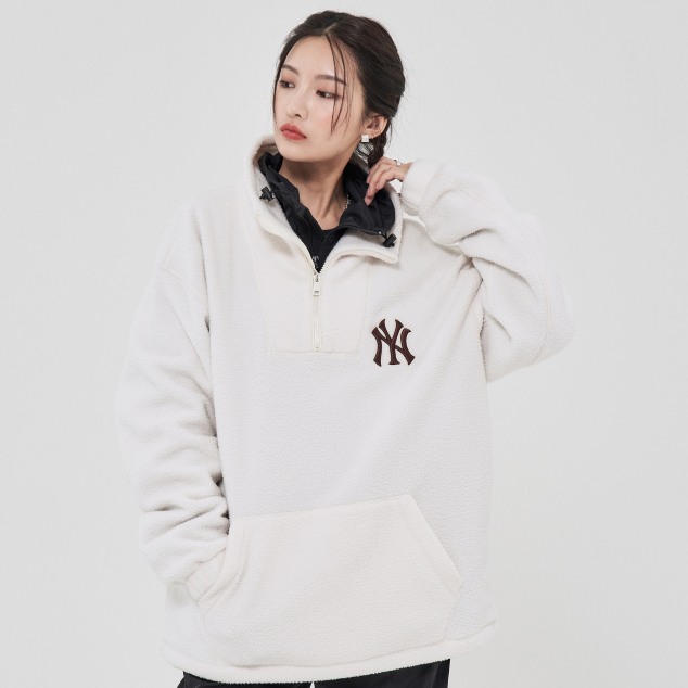 Áo nỉ MLB Logo Basic Anorak Fleece Overfit Sweatshirt New York