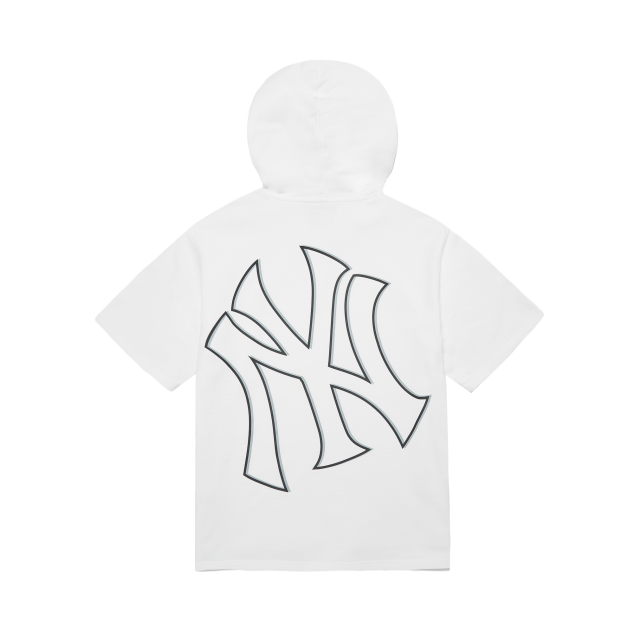 Áo MLB Mega logo logo overfit short sleeve hoodie New York Yankees  3AHDB042350BKS