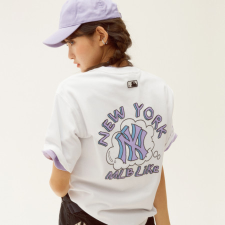 Áo phông MLB LIKE Popcorn Overfit Short Sleeve T-shirt New York Yankees 31TSP1131-50W